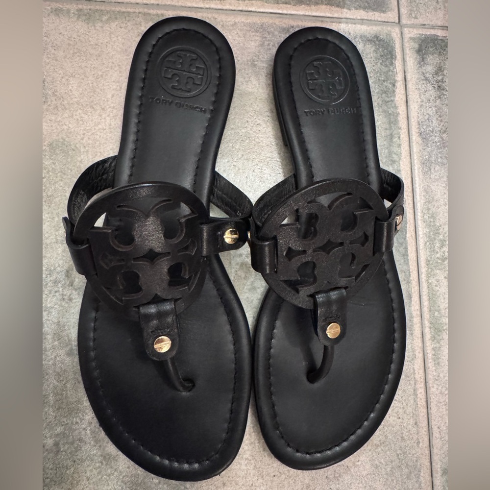 Tory Burch Black Miller Sandals Size 8